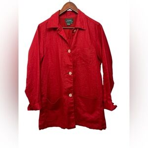 Vintage Y2K Lauren RL 100% Linen Red Button Jacket/Blazer